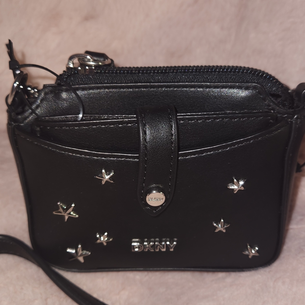 DKNY Black Crossbody Bag with Silver Accents
